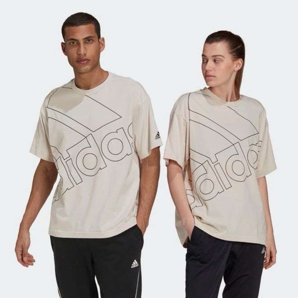 Adidas Unisex Big Logo Beige Graphic T-Shirt | XSmall